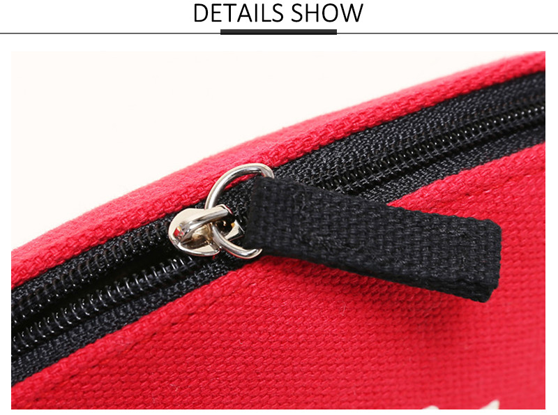 Custom Durable Canvas Print Red Pouch Makeup Cosmetic Bag Cute