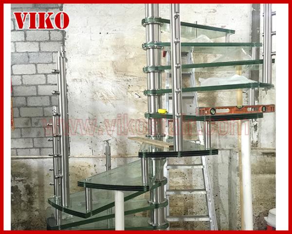 Spiral Staircase VH27S Handrail304 Stainless Steel Tread Tempered glass