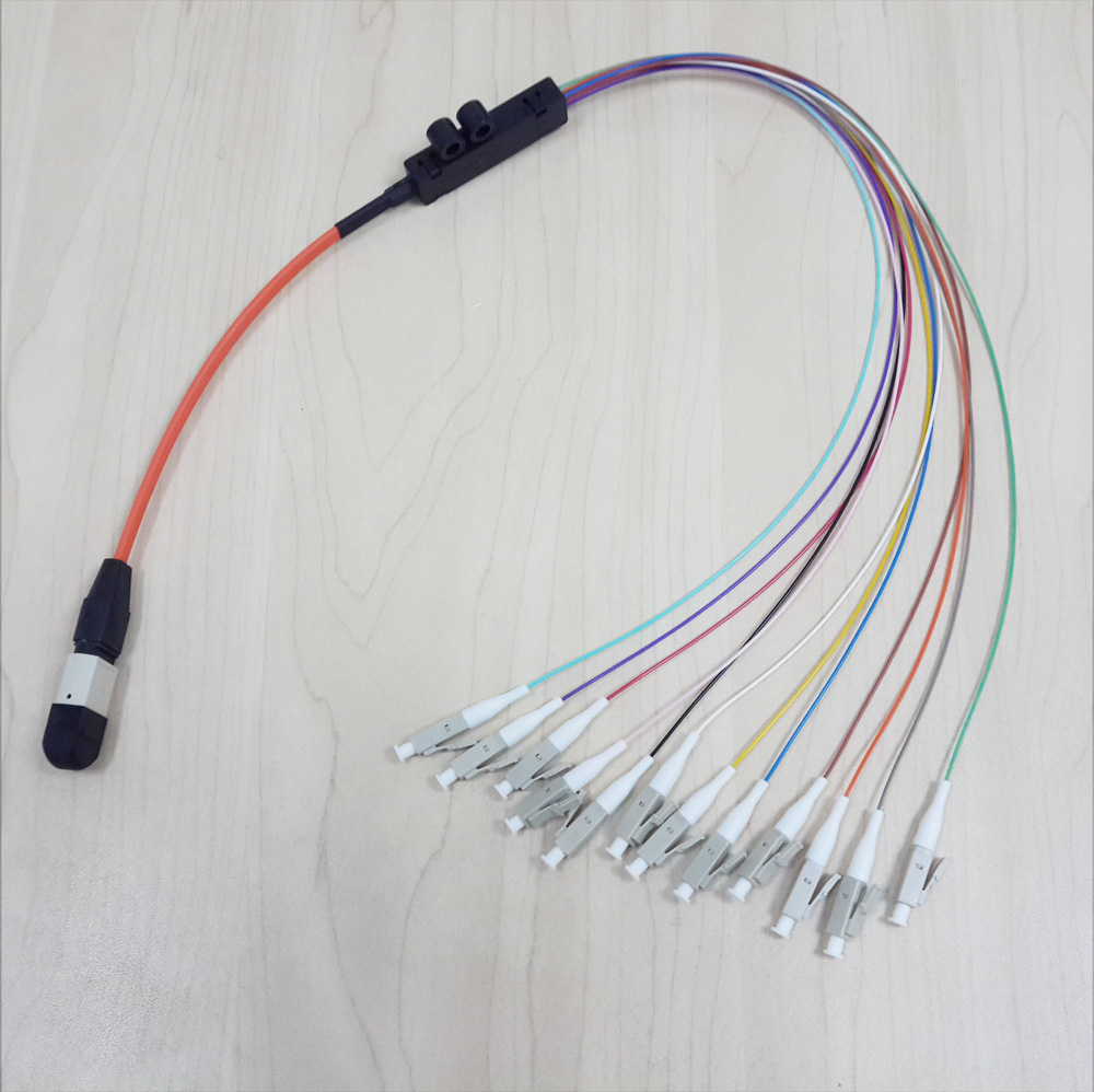 MPO-12 To SC LC Break Out Pigtail Patch Cord Fiber Optic FanOut Cable