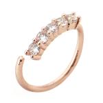 Shellhard Trendy 5 Crystals Nose Ring Vintage Rhinestone Stainless Steel Nose