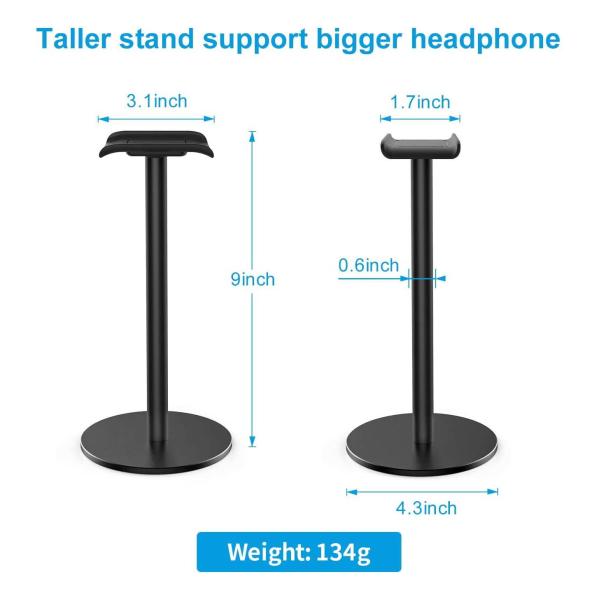 Portable Universal Gaming Headset Holder Aluminum Desktop Headphone Stand 225mm