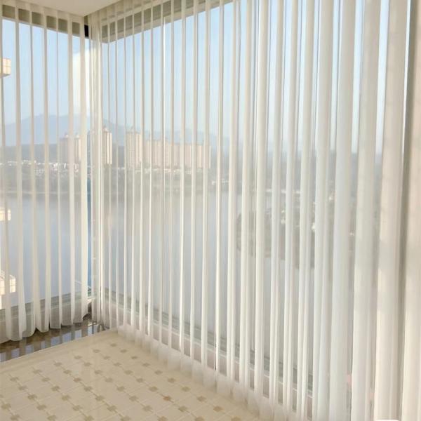 Breathable Manual Semi Blind Curtains Anti Uv White Dream Vertical Cord Control