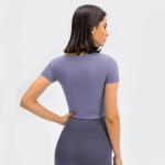 210gsm Sports Sleeve Crop Top Gym Fitness Running Workout Cropped Tee For Women