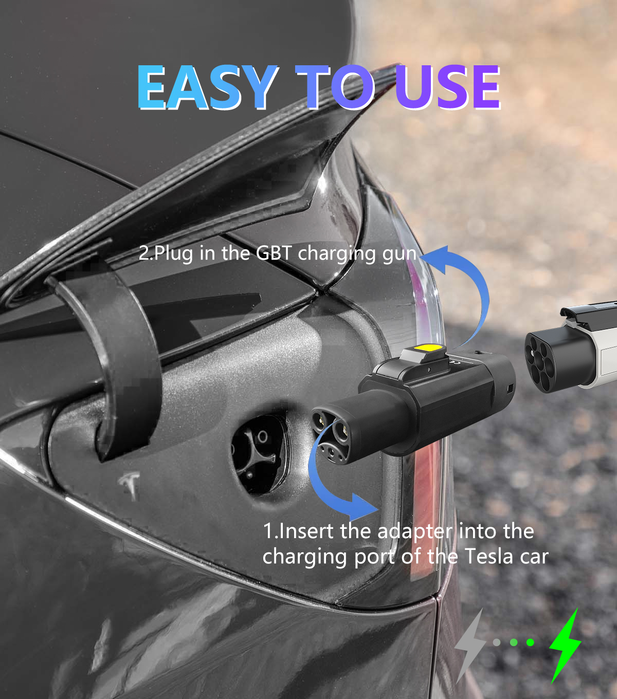 GBT Charging Pile Plug to Tesla Car 32A 220V Electric Vehicle Charger for Retrofit/Upgrade and Energy-Saving Function