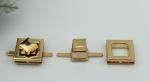 Most popular fashion square shape zinc alloy light gold twist lock hardware