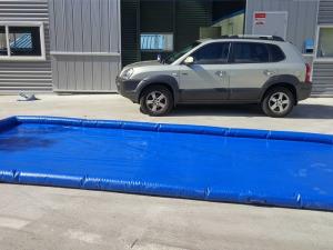 China Flexible Blue Car Wash Mats Water Containment Printing Double - Tripple Stitch on sale