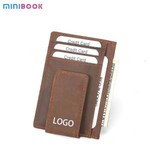Wholesale Men's Fashion Genuine Leather Slim Card Holder with Strong Magnet and RFID Blocking from china suppliers