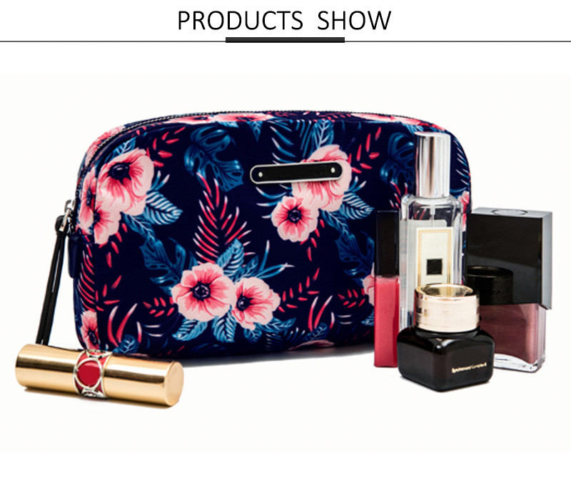Fashion Custom Vintage Floral Printed Small Private Label Makeup Bag for Travel