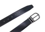 OEM Formal Mens Black Leather Dress Belt / Alloy Clamp Pin Buckle Belt