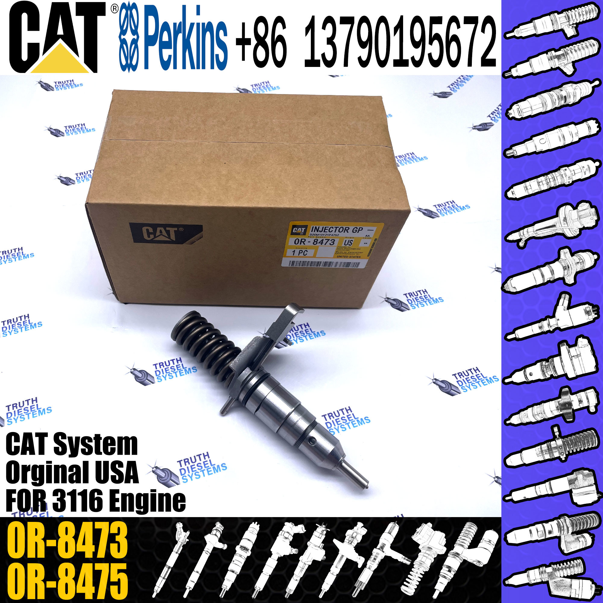 Diesel Fuel Injector 4P-2995 4P2995 6I3669 0R-8471 0R8471 0R8475 0R8473 0R-8475 0R-8473 For 3114/3116 Engine