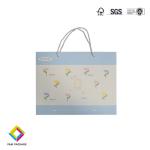 Blue Logo Hot Foiled Stamping Luxury Matt Cardboard Paper Bag With Cotton Rope