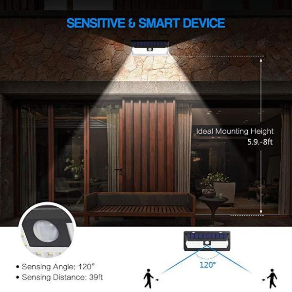 Solar Lights Outdoor, 62 LED Super Bright Motion Sensor Wall Lights, Wireless Garden Security Lights