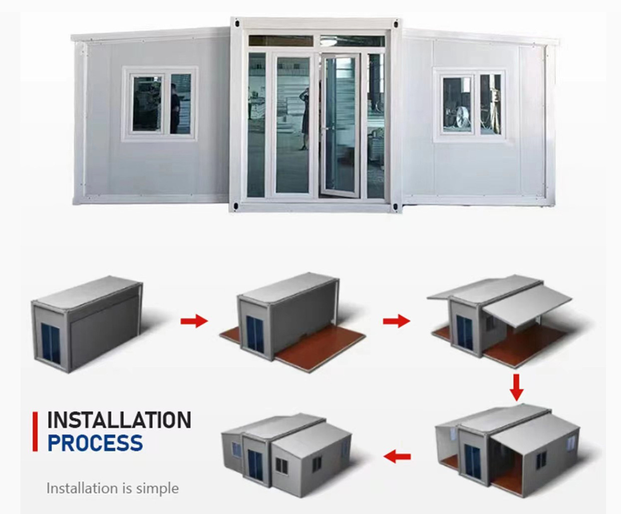 Double wing folding room triple area decoration can be expanded removable mobile container house mobile house