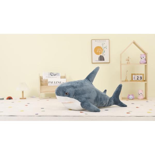 MorisMos 40-Inch Unisex Giant Shark Soft Plush Toy Custom Stuffed Cotton Hugging Pillow Washed PP Kids Stress Relief Gift