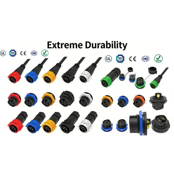 300V M19 10 Pin Waterproof Panel Connector Plastic PA66 Push Pull Data Connectors