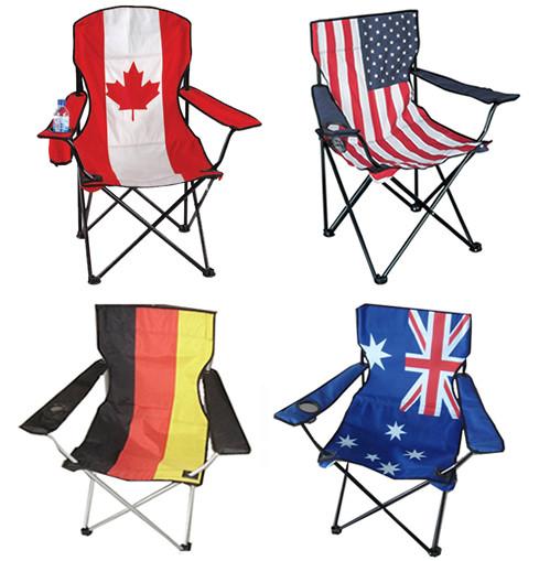 Customizable Logo Countries Flag Printed Folding Metal Camping Beach Chair