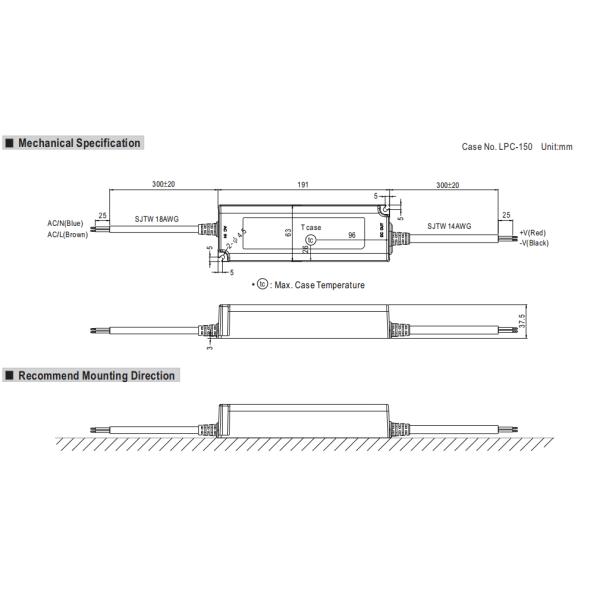 IP67 LED Strip Lighting Power Supply LPV-150 12 - 48V Customized Wattage