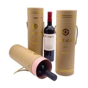 Wholesale Gold Foil Paper Box Packaging Custom Logo Tube Wine Packaging Box from china suppliers