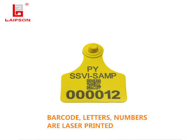 OEM Yellow TPU Cow Identification Tags , Smart Ear Tags For Cattle Laser Print