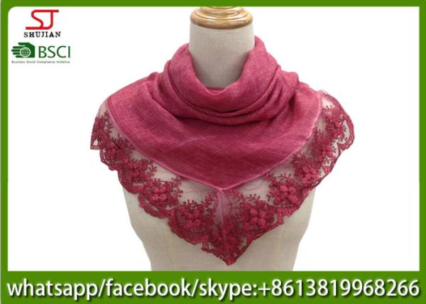 Chinese factory embroider square lace thin scarf 100% Polyester 100*100cm spring