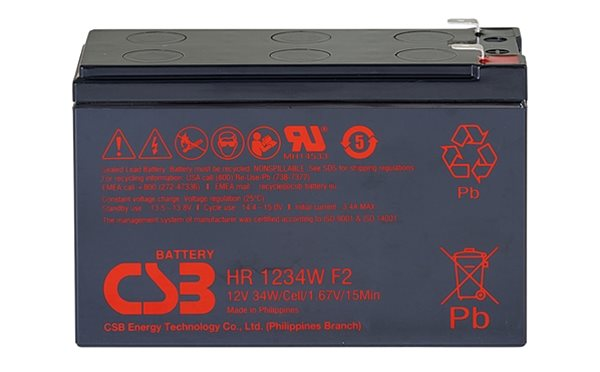 CSB Battery HR1224W 12V 24W 6Ah High Performance Rechargeable Maintenance-Free Lead Acid Battery 12V 6Ah