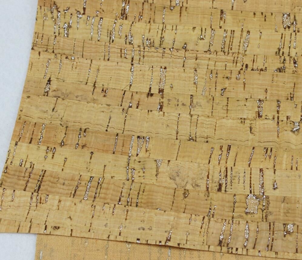 Hot Sale Shiny Silver Fleck Nature Cork Fabric by Yard for Handbag Making
