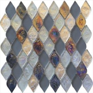 Wholesale Grey with gold leaf water waving glass mosaic tile for walls from china suppliers