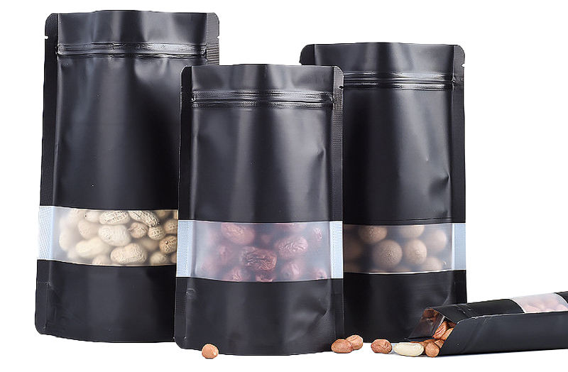 Custom Print Window Pouch Standup Ziplock Bag Resealable Moisture Proof Packaging Self Sealing Laminated Plastic Zipper Food Bag