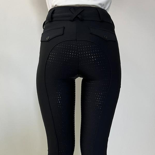 Pocket Horse Riding Pants Black High Stretch Silicone Grip Kids Equestrian
