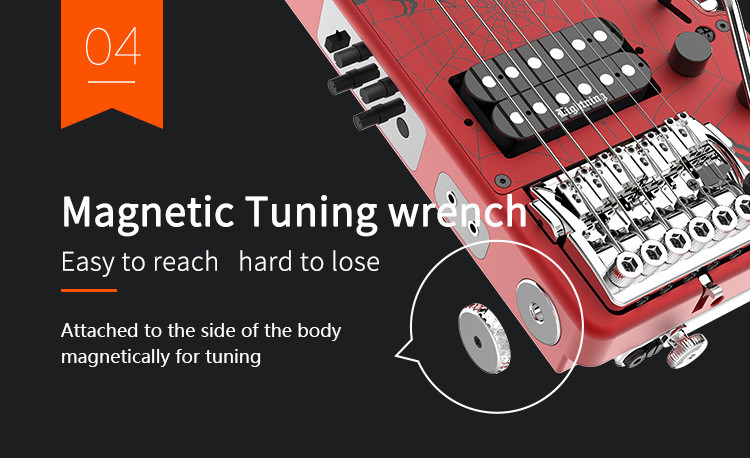 Unique Design Patented Grand Headless Electric Guitar Double Hummbucker Built-in Guitar Effect Ebony Fingerboard and bag