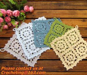 Wholesale White Lace, Mini Crochet, Doilies, Bulk Flower, Motifs Decoration, table mat cover from china suppliers