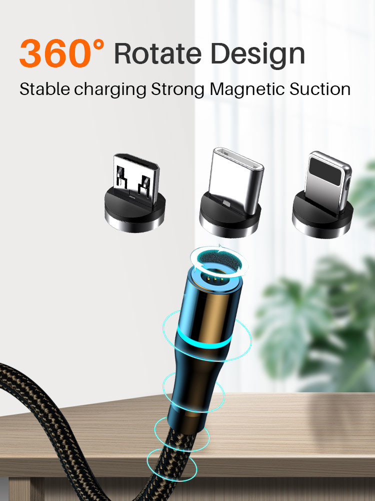 8000 Times 5A Magnetic USB Fast Charging Cable Nylon Braided Line