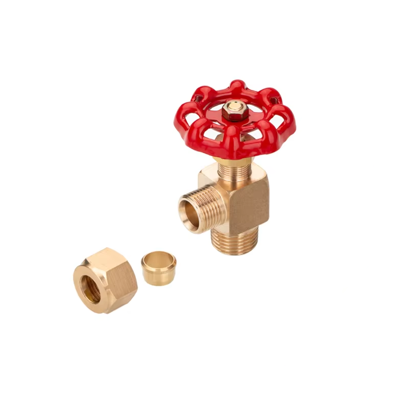 Brass Compression Type Angle Needle Valve BSP NPT Male Thread High Pressure Needle Regulating Valve for Instrument Tubing