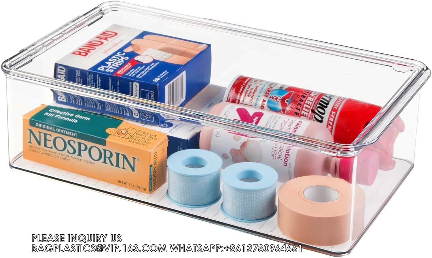 Plastic Bathroom Vanity Organizer Bin With Lid For Medication, Accessories, Cosmetics And More, 7.25" X 10.75" X 5"