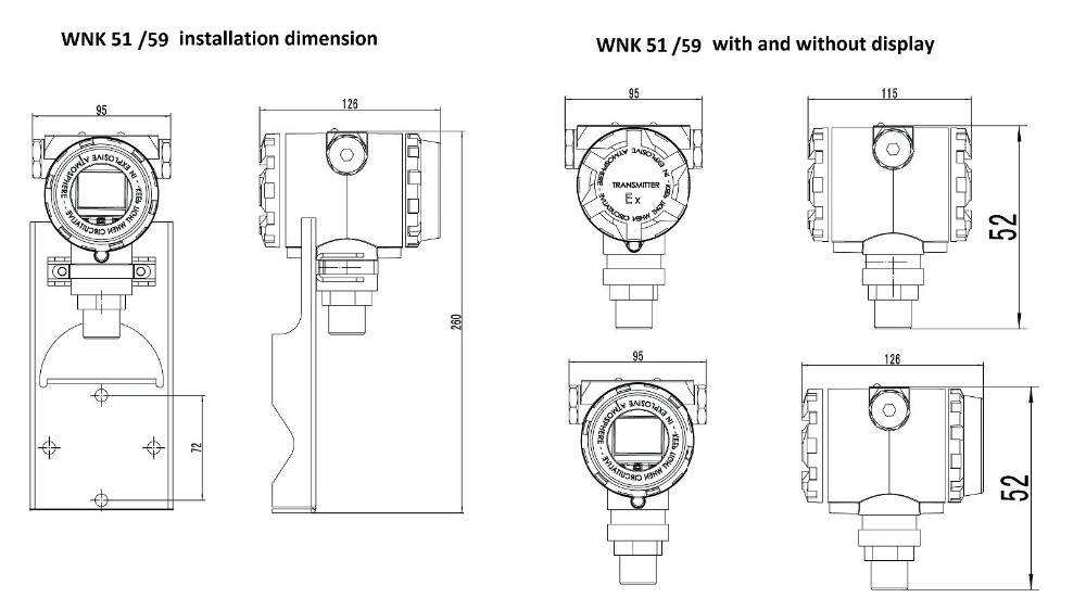 WNK High Temperature Pressure Transmitter , 700bar Absolute Pressure Transducer
