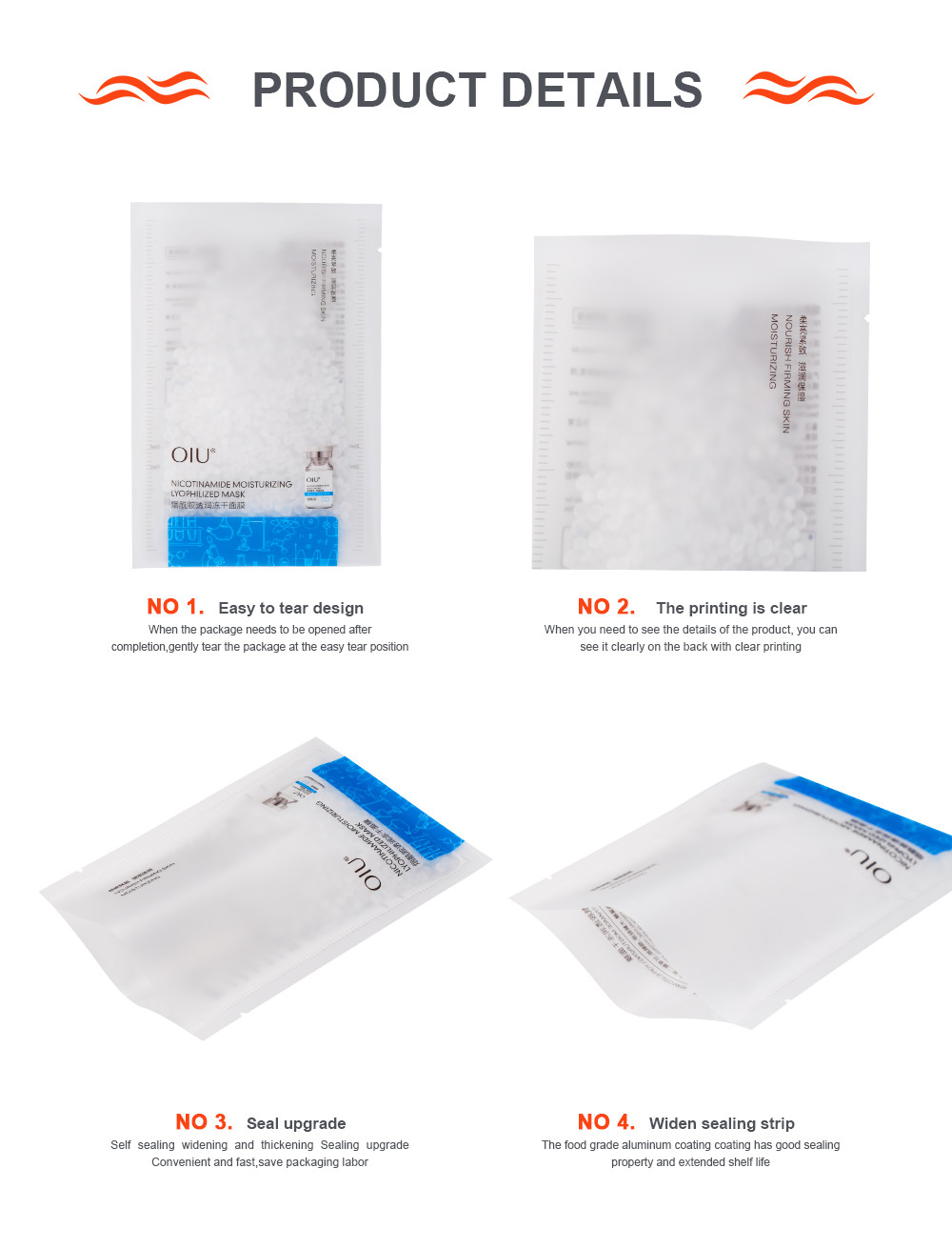 Polyester Facial Mask Packaging Bags Recyclable D Met Printing