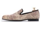 Brown Map Printed Evening Mens Casual Loafers , Customised Mens Woven Loafers