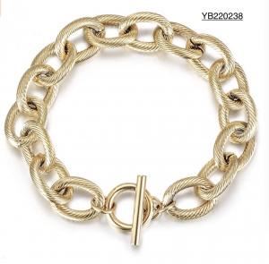 China American Fashion 14k Gold Charm Bracelet INS Style Simple Gold Buckle Bangle on sale