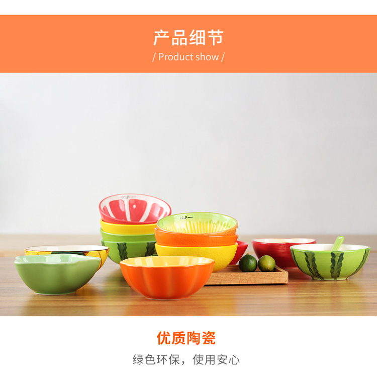 Creative Hand Painted Baking Ceramic Bowl , Watermelon Pattern Porcelain Ice Cream Bowls