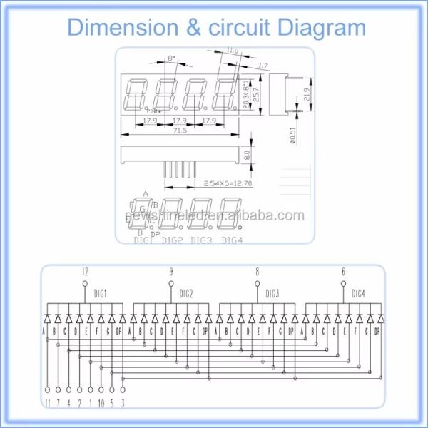 Precision LED 4 Digit 7 Segment Display 0.8 Inch Digit Height Designed for Accurate Digital Readouts and Measurement Systems