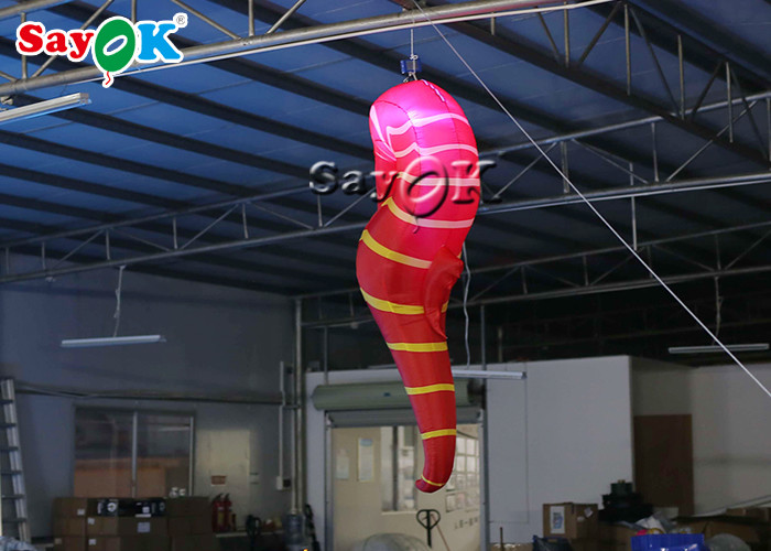 Club Decoration 2m Red Inflatable LED Lighting Hippocampus