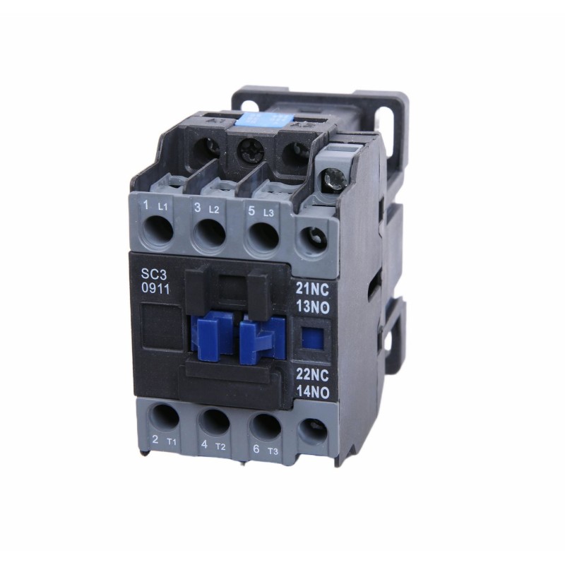 3 Pole AC Contactor front view showing electrical connections and mounting options