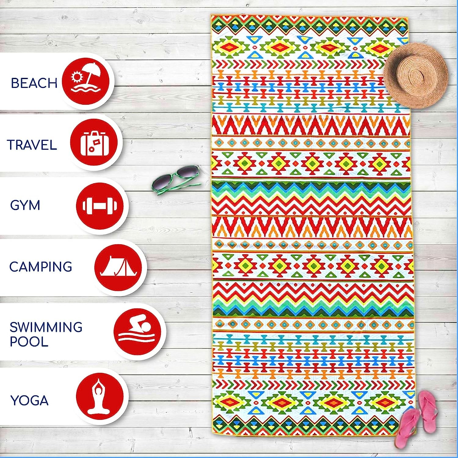 Wholesale Summer Soft Quick Dry Sand Free Microfiber Beach Towel