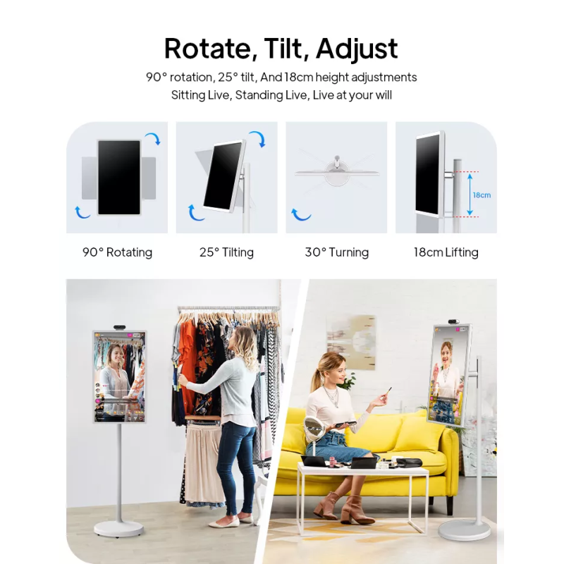 32 Inch Movable Smart Screen Rollable Touch TV Battery Powered Portable IPS Monitor Wireless Companion Display Factory