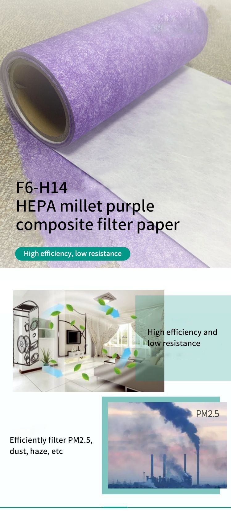 H13 H14 HEPA Air Filter Fabric Hepa Filter Material By The Yard