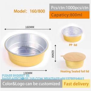 China 160mm Diameter 800ml Foil Container Aluminum Pans Disposable Aluminium Foil Tray With Lids For Packing on sale