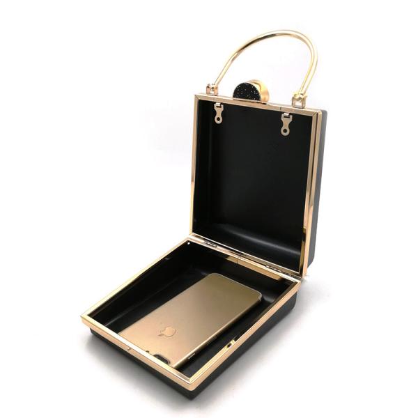 Easy Open Simple Metal Clasp Box Clutch Frame With Handle