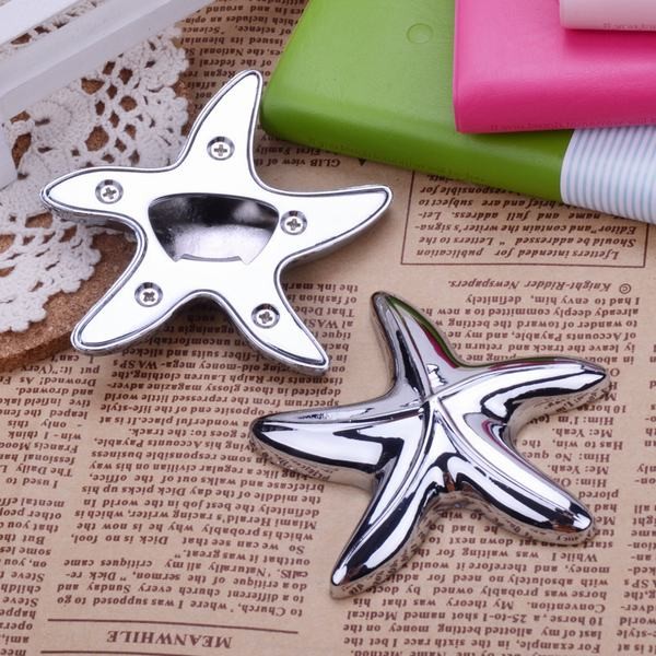 Cool die casting innovative wedding favor starfish beer bottle opener, nickle plating