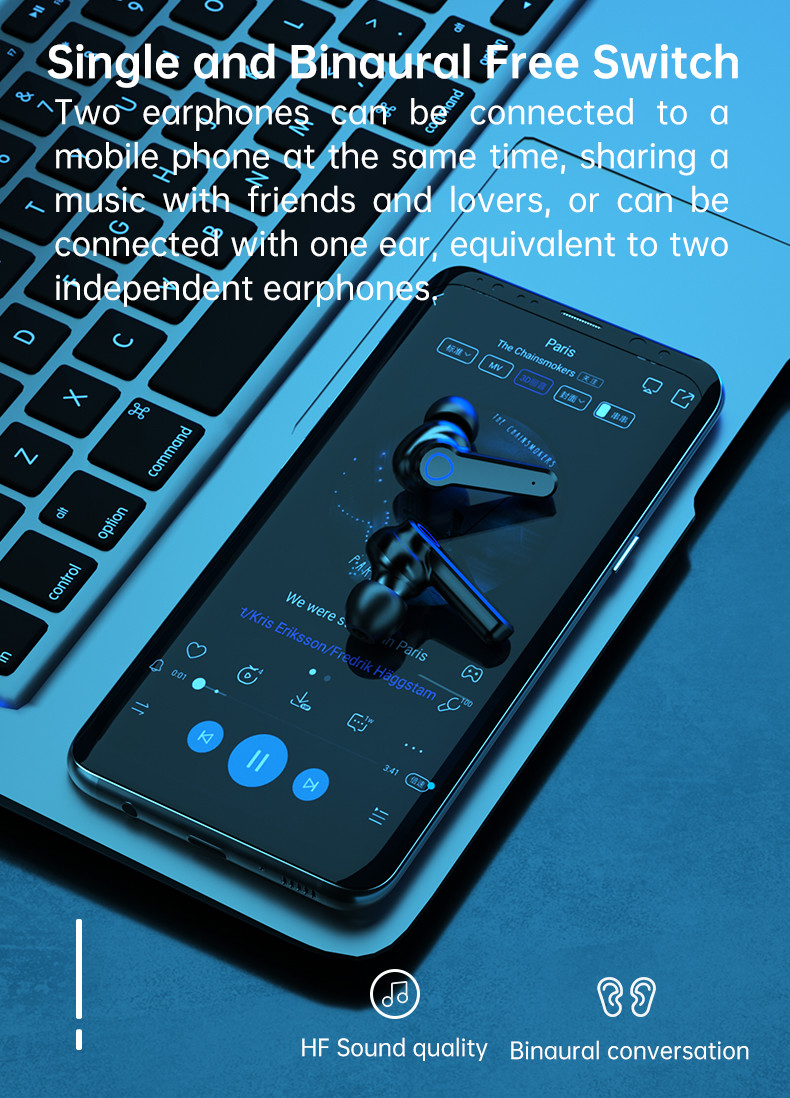 CE ROHS Bluetooth Stereo Earbuds Auto Pairing 180H Playtime