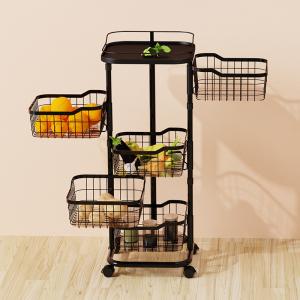 Wholesale 3 4 5 Tiers Adjustable Rotating Storage Trolley Cart for Kitchen Bathroom Storage from china suppliers